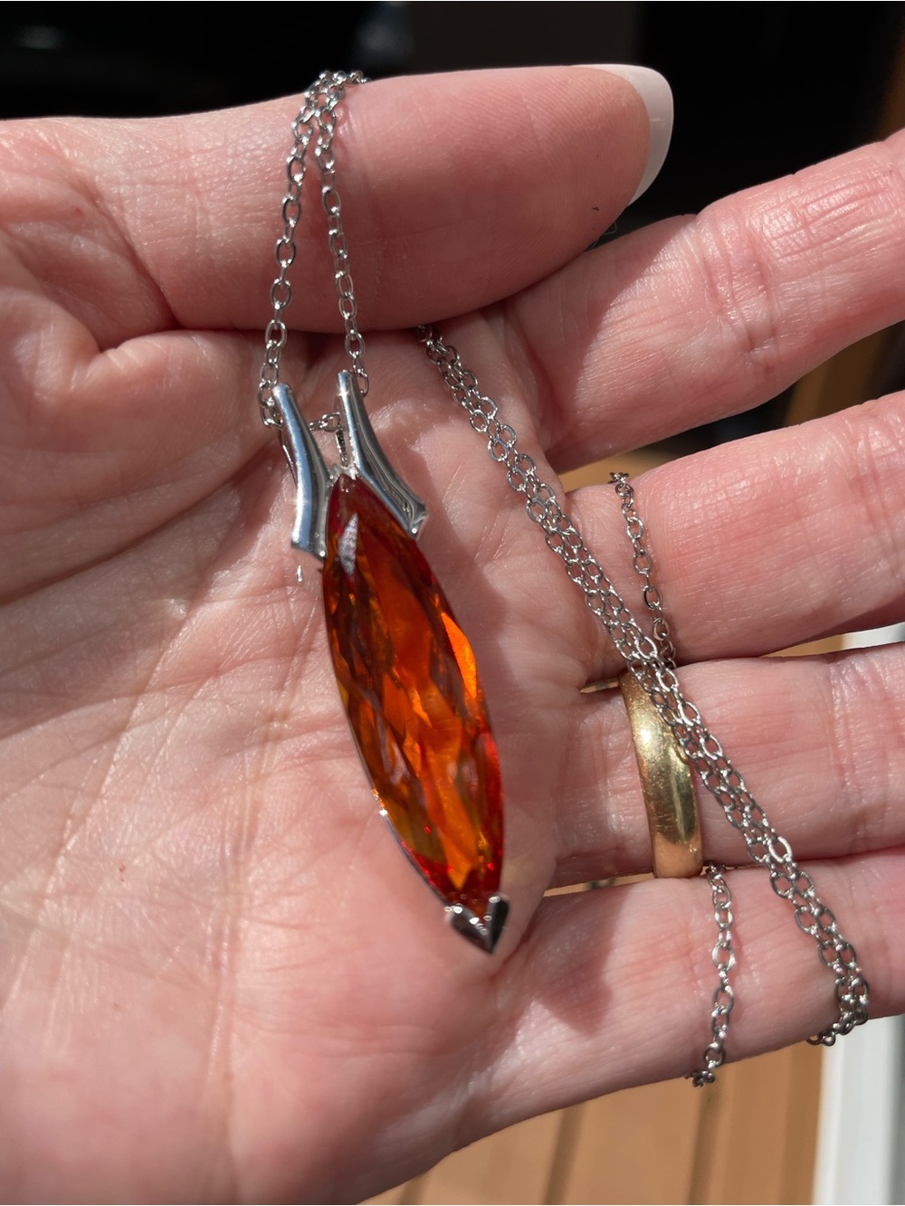 Sterling 925 Silver Madeira Citrine Marquise Pendant